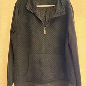 Black Quilted Pullover with Half-Zip